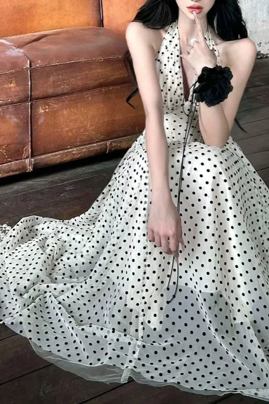 VNeck Polka Dot Maxi Dress