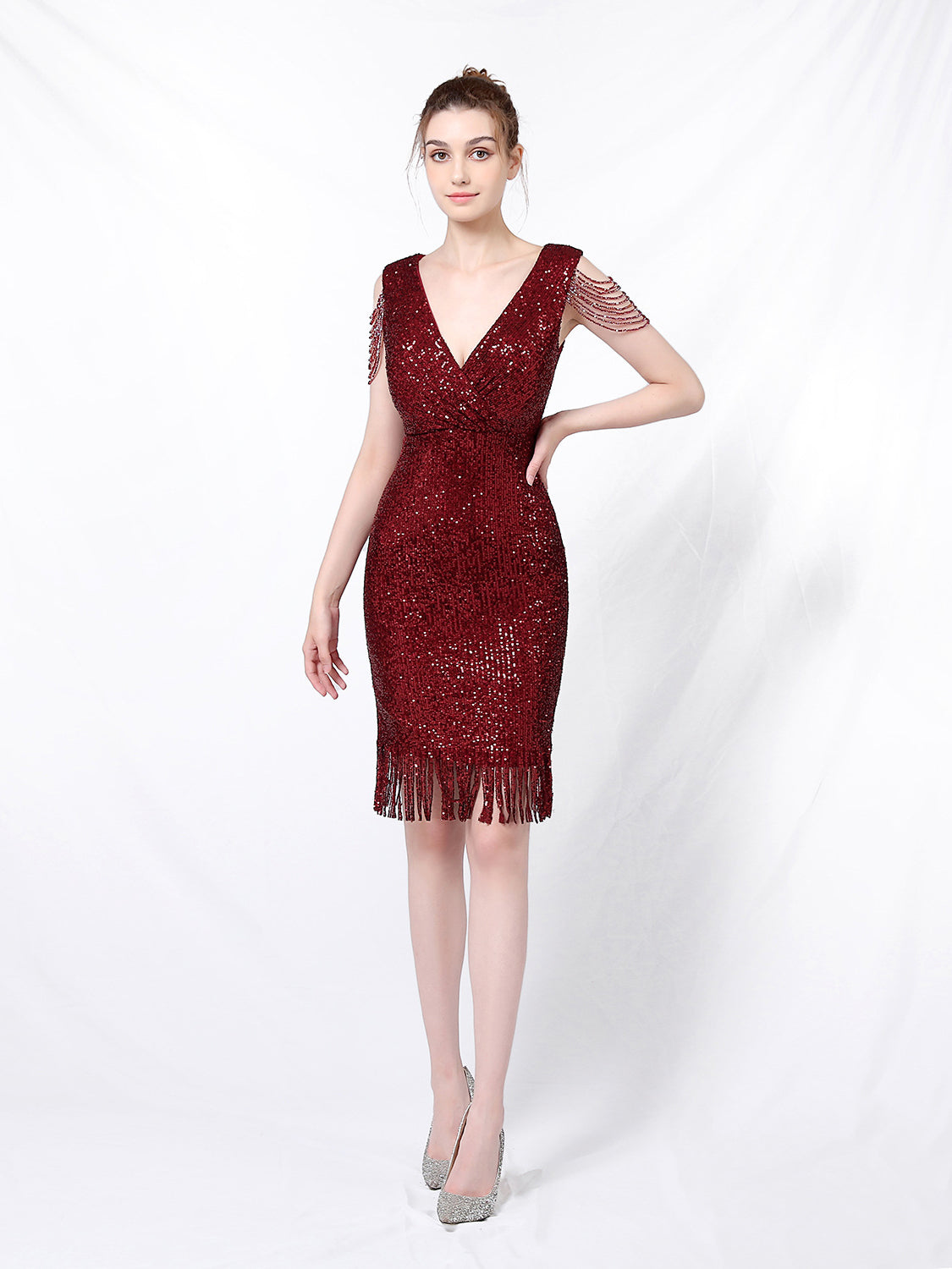 Sequin long fishtail evening dress