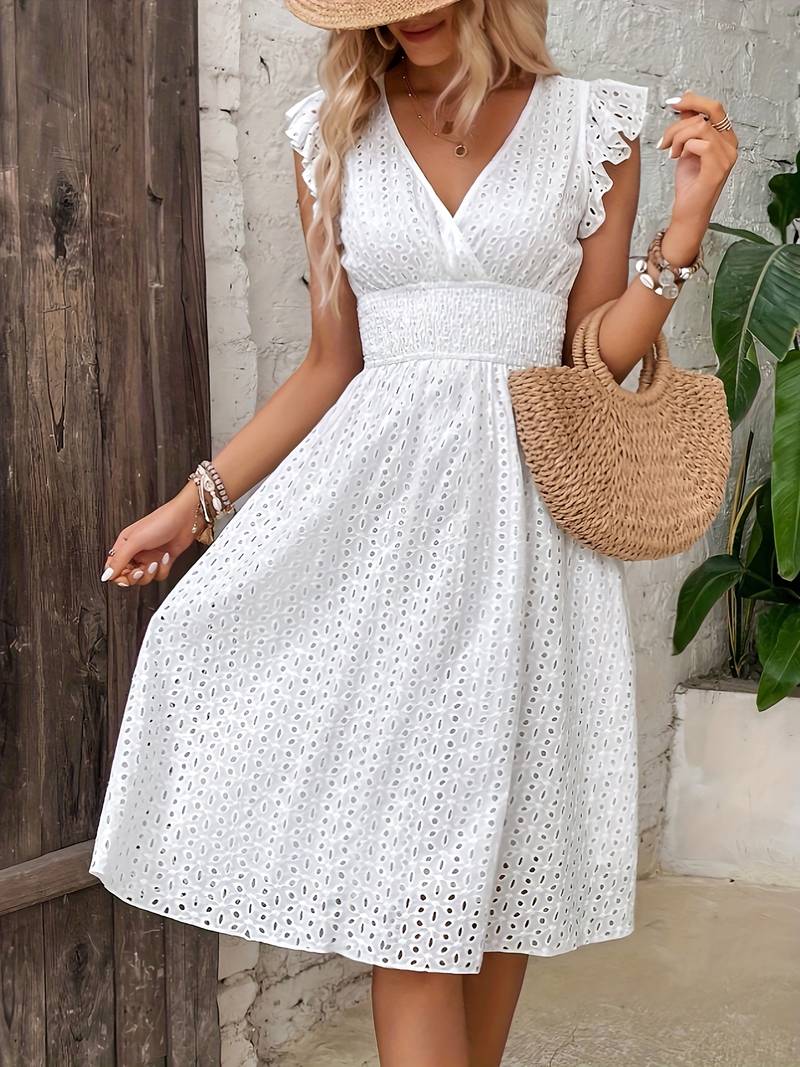 Mileva Eyelet Embroidered Casual Dress for Women Elegant Evening Look