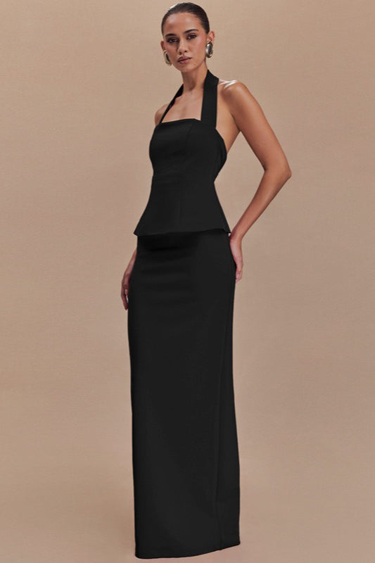Halter Backless Maxi With Side Slit Dress 2