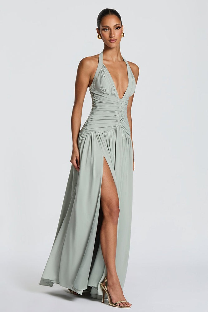 Halter Backless Slit Bodycon Party Dress
