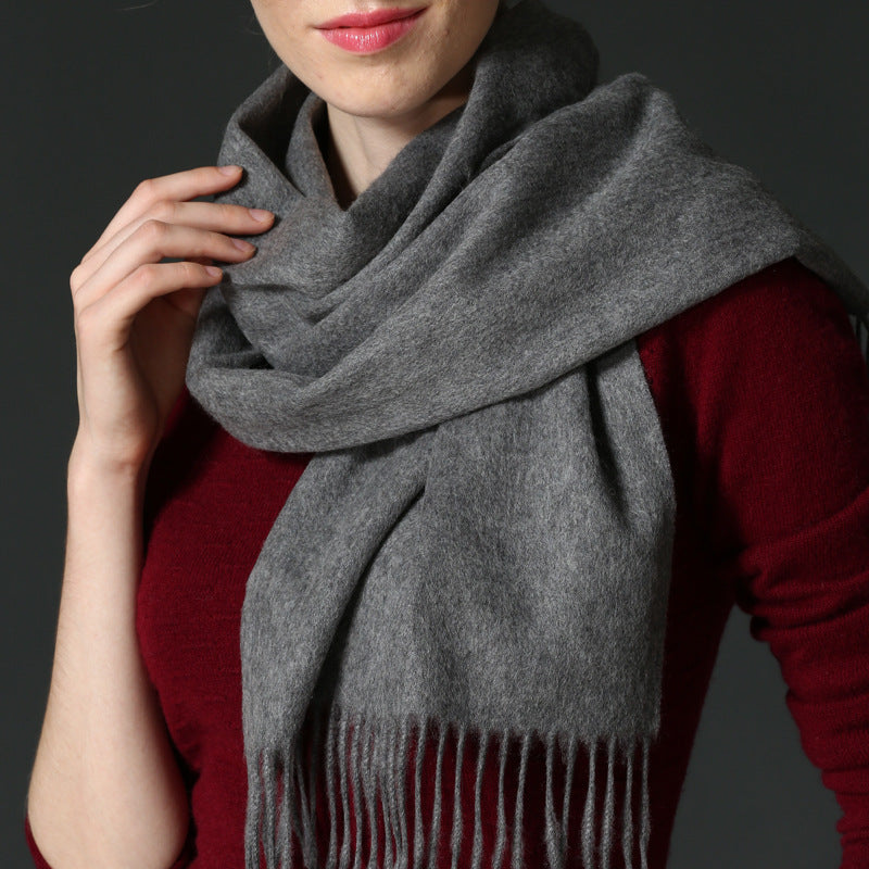 Solidcolored Men's Wool Student Gift Red Scarf