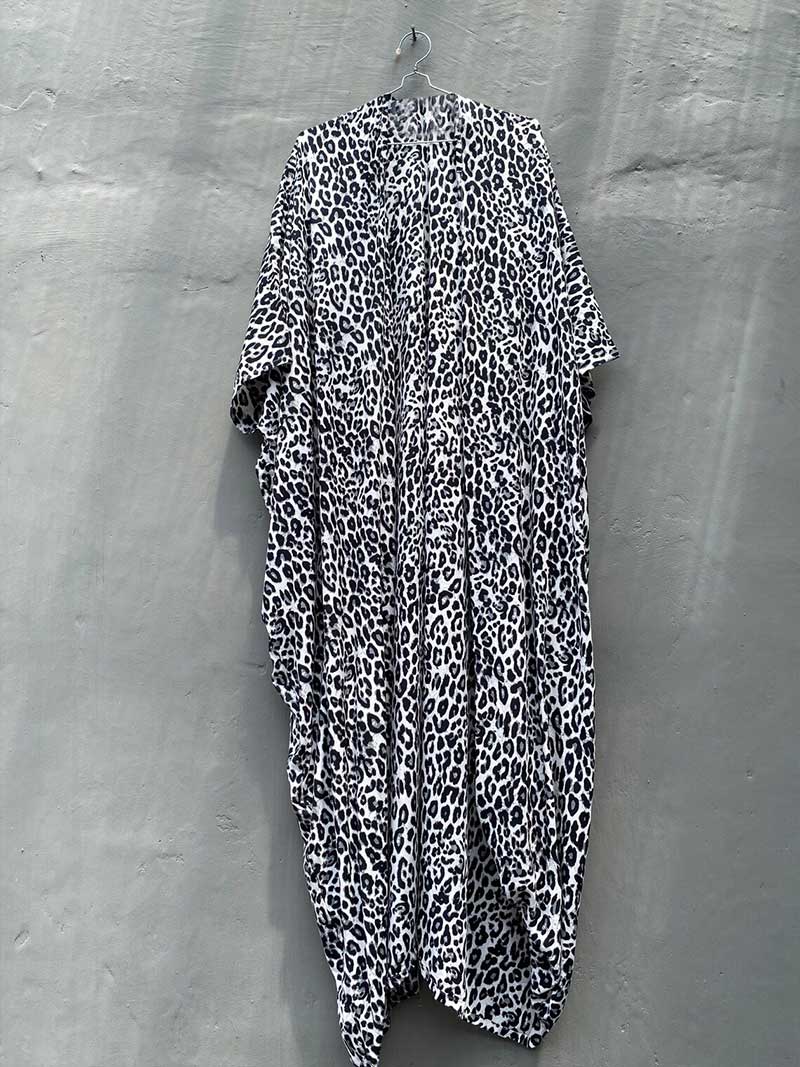 Tie-Dye Stripe Print Open Front Long Kimono Duster Robe 21