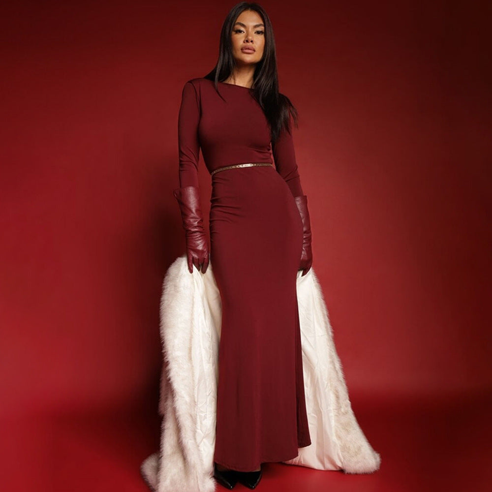 Billowing Maxi Dress Maroon