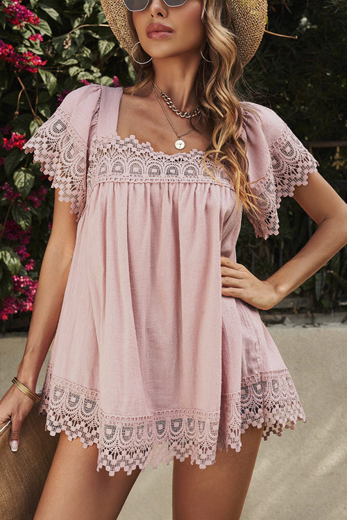 For The Weekend Lace Short Sleeve Top - 5 Colors
