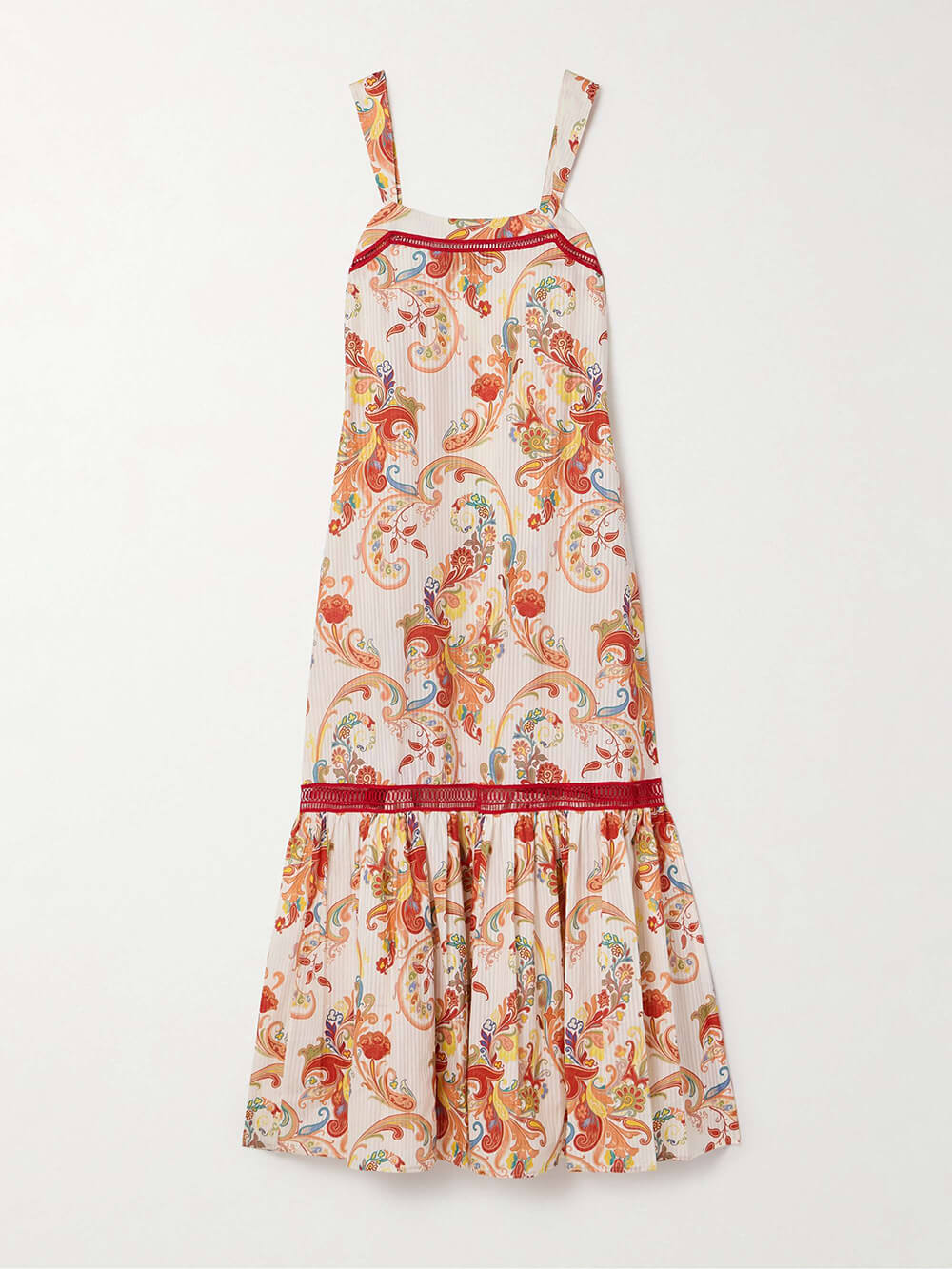 Modern Exquisite Paisley Crochet Graceful Trim Print Maxi Dress