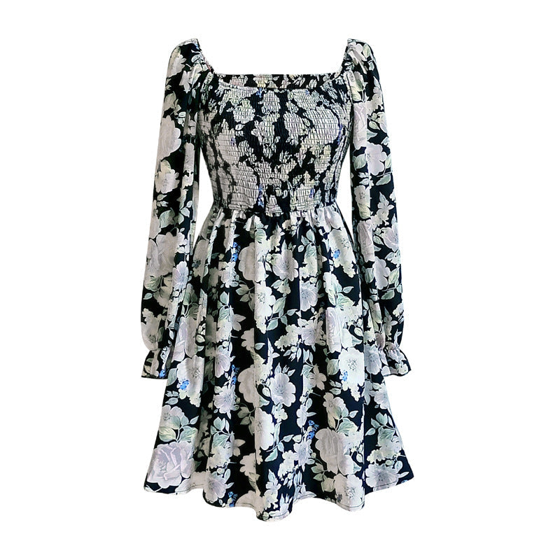 Leaf Print Sleeveless Midi Dress M / White Dresses