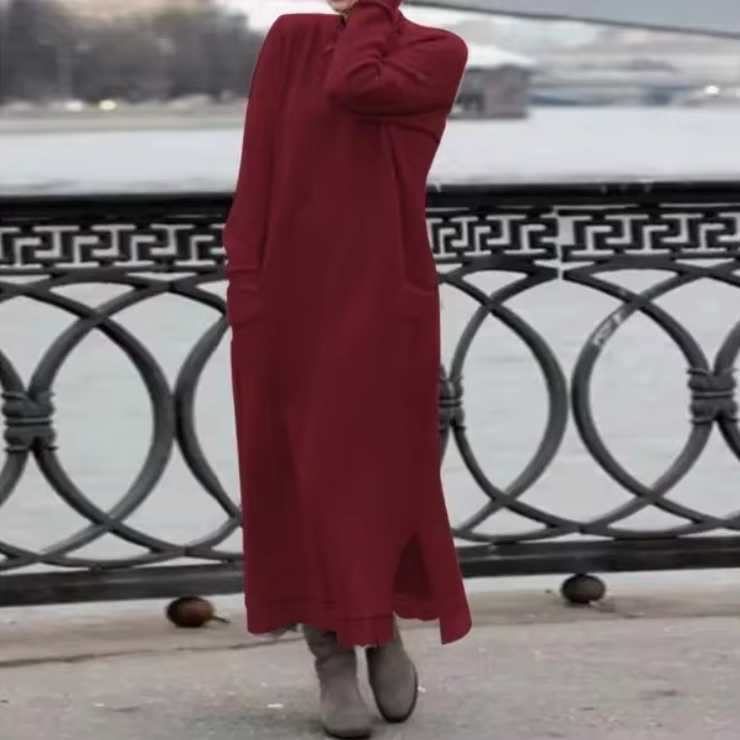 Maria Elena Loose Velvet Relaxed Dress with Premium Casual Styling