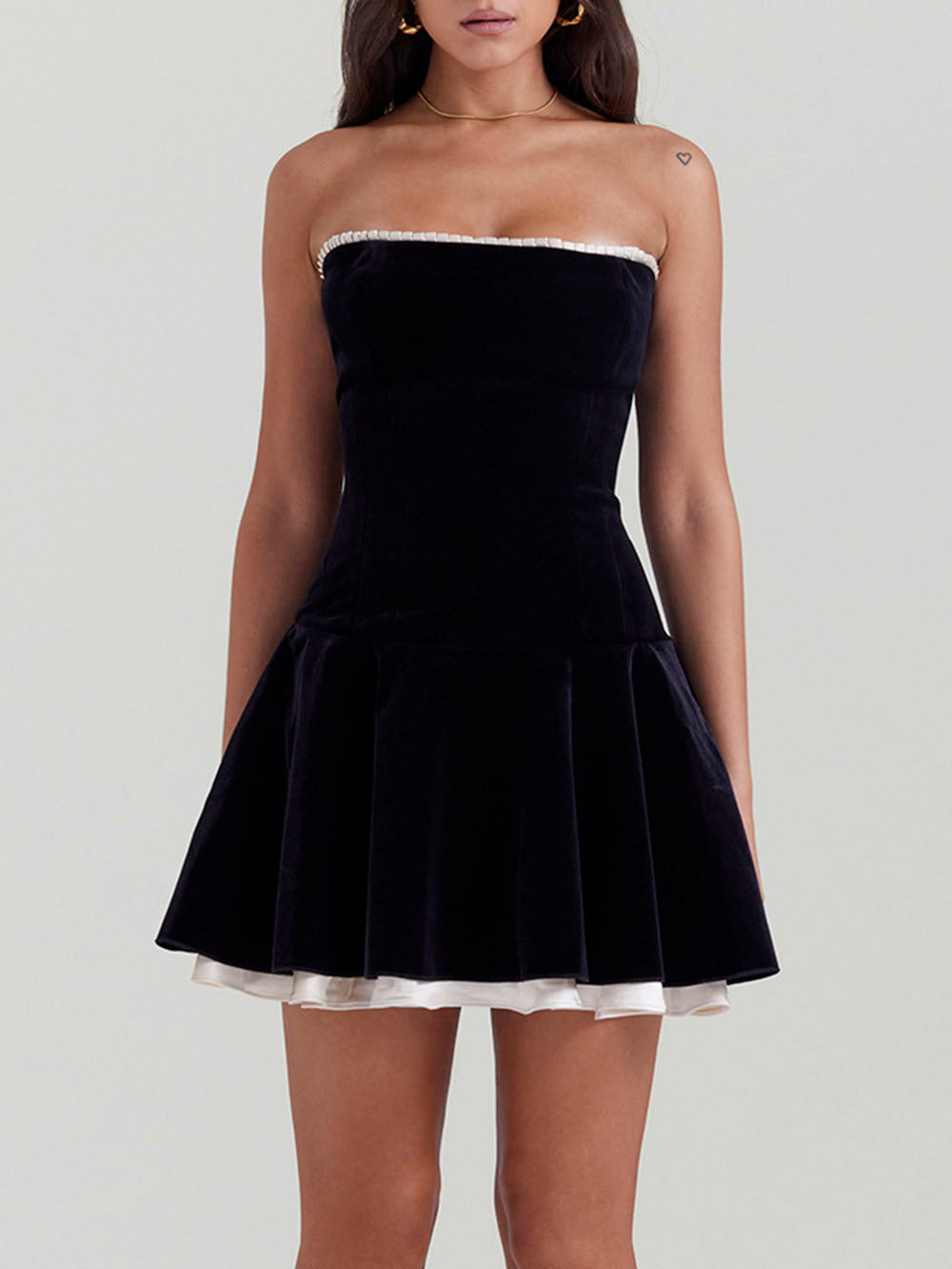 Elegant Enchantment Black Velvet Strapless Dress
