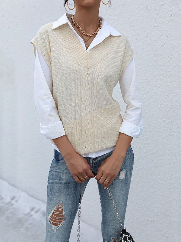 Solid Color Knitted Vest