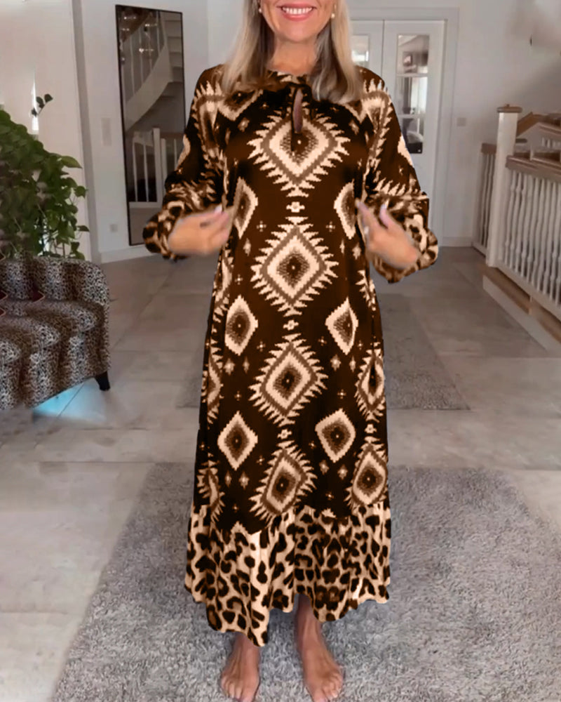 Eleonora Long Sleeve Dress with Geometric Print for Women