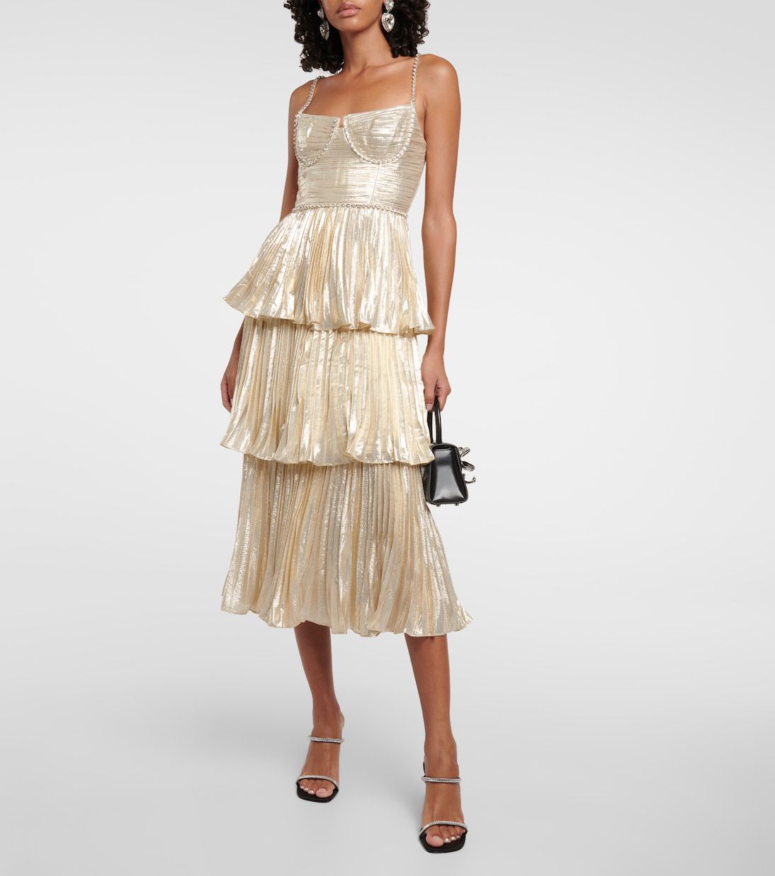 Party Ruffle Midi Dress Champagne