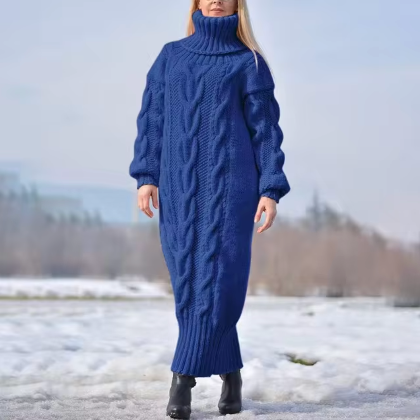 Maria Eugenia Turtleneck Sweater Vintage Inspired Dress with Premium Casual Styling