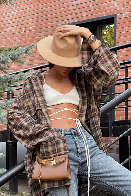 Seasonal Success Plaid Long Sleeve Top