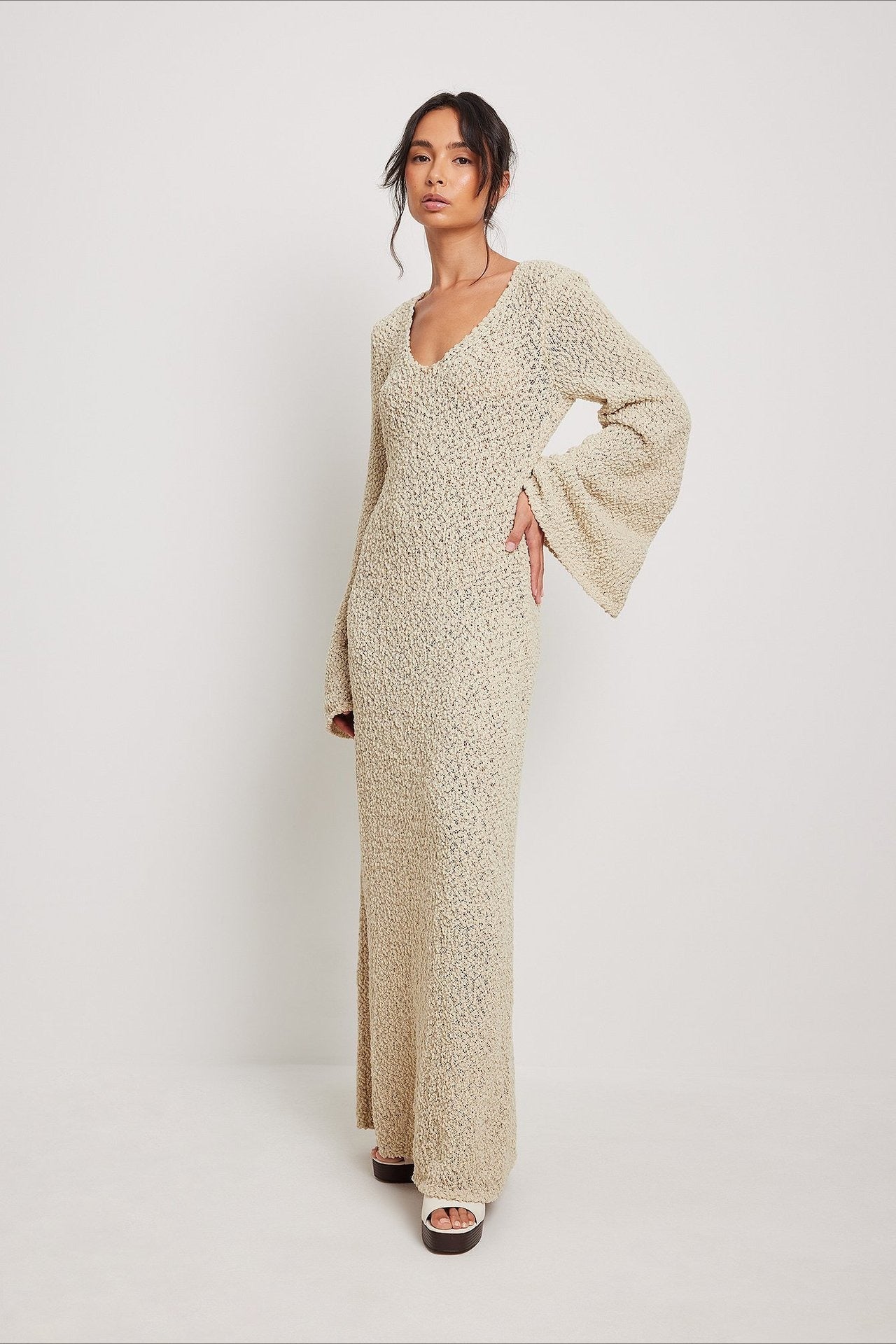 Beige Maxi Sweater Dress 4