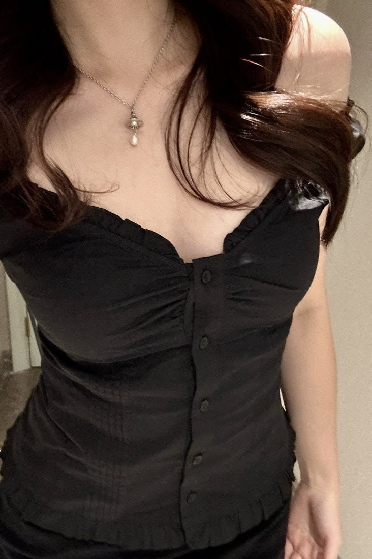 Ten-Color Ruched V-Neck Waist-Cinched Blouse