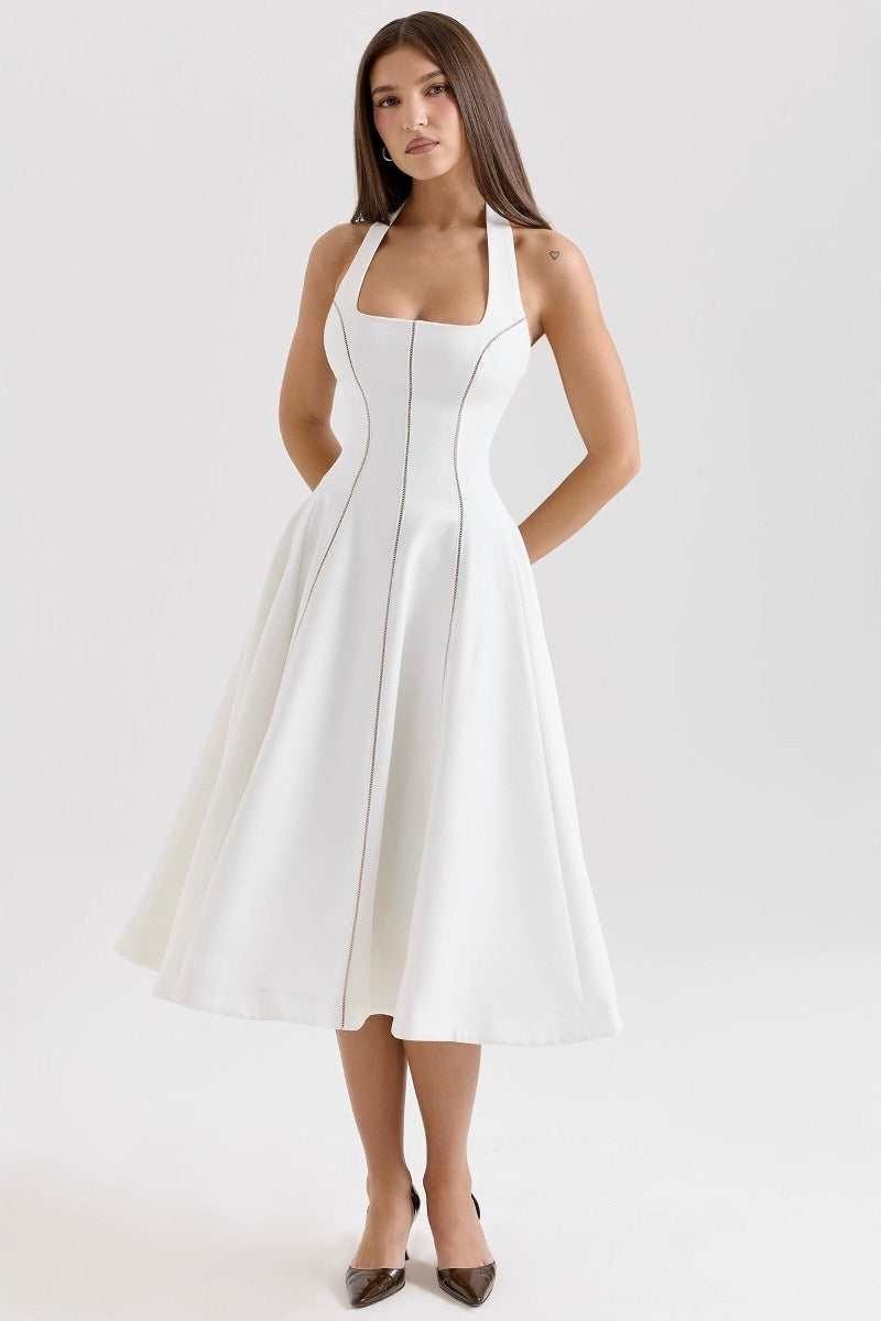 Halter LowBack Midi Work Dress