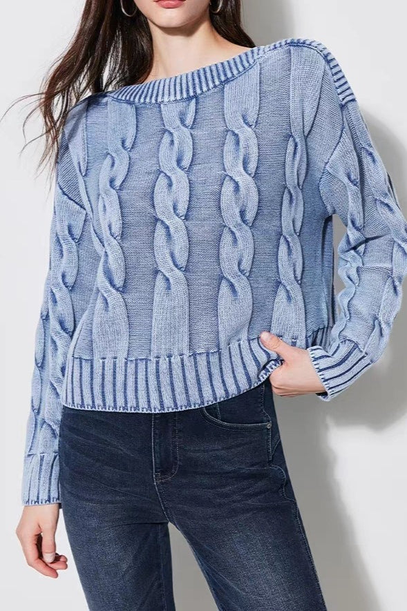 Vintage Cable Knit OffShoulder Sweater