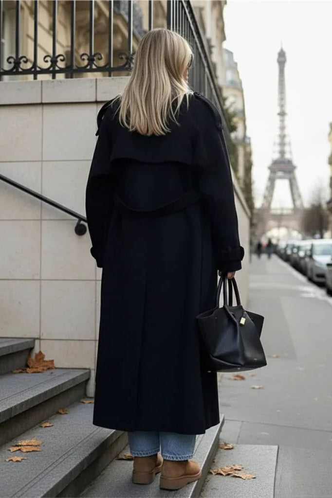 DoubleBreasted Belted Oversized Overcoat