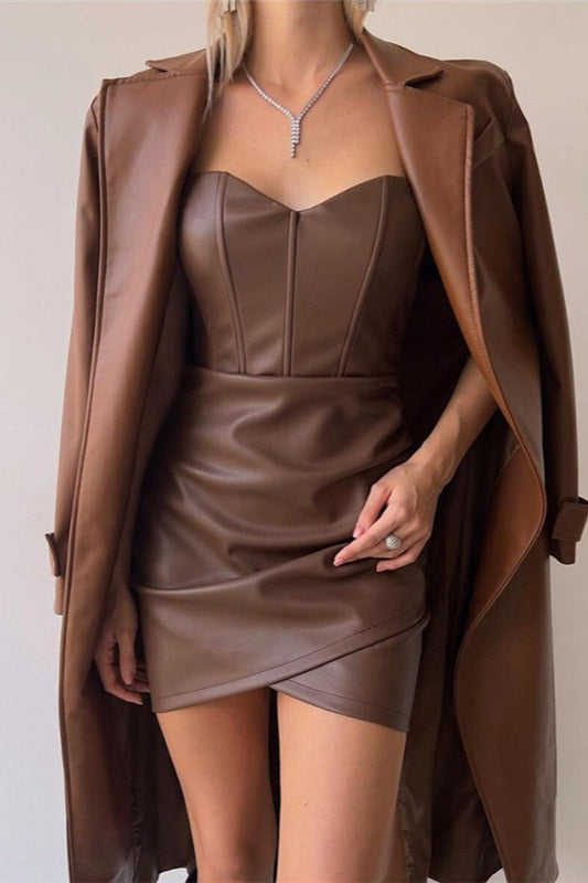 Strapless Pu Bodycon Mini Dress 6