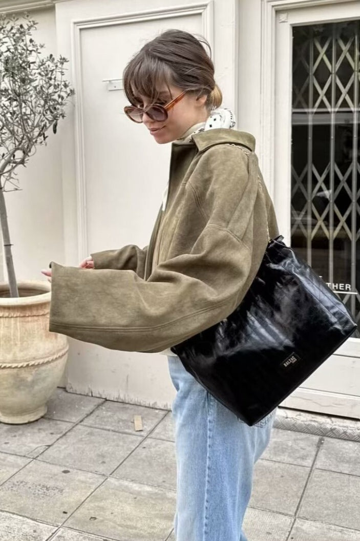 Chic Velvety Textured Bomber Jacket