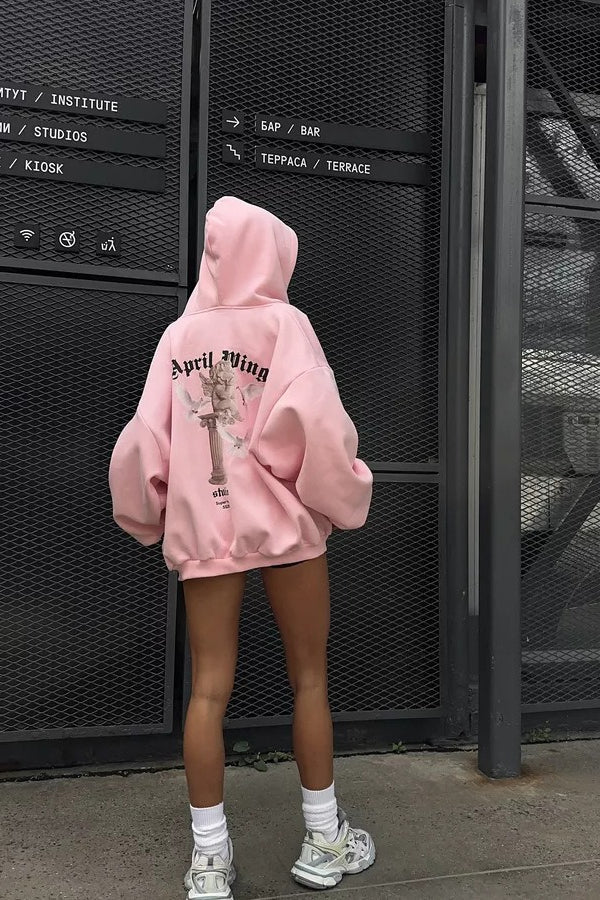 Sweet & Spicy Back Print Loose Zip Hoodie