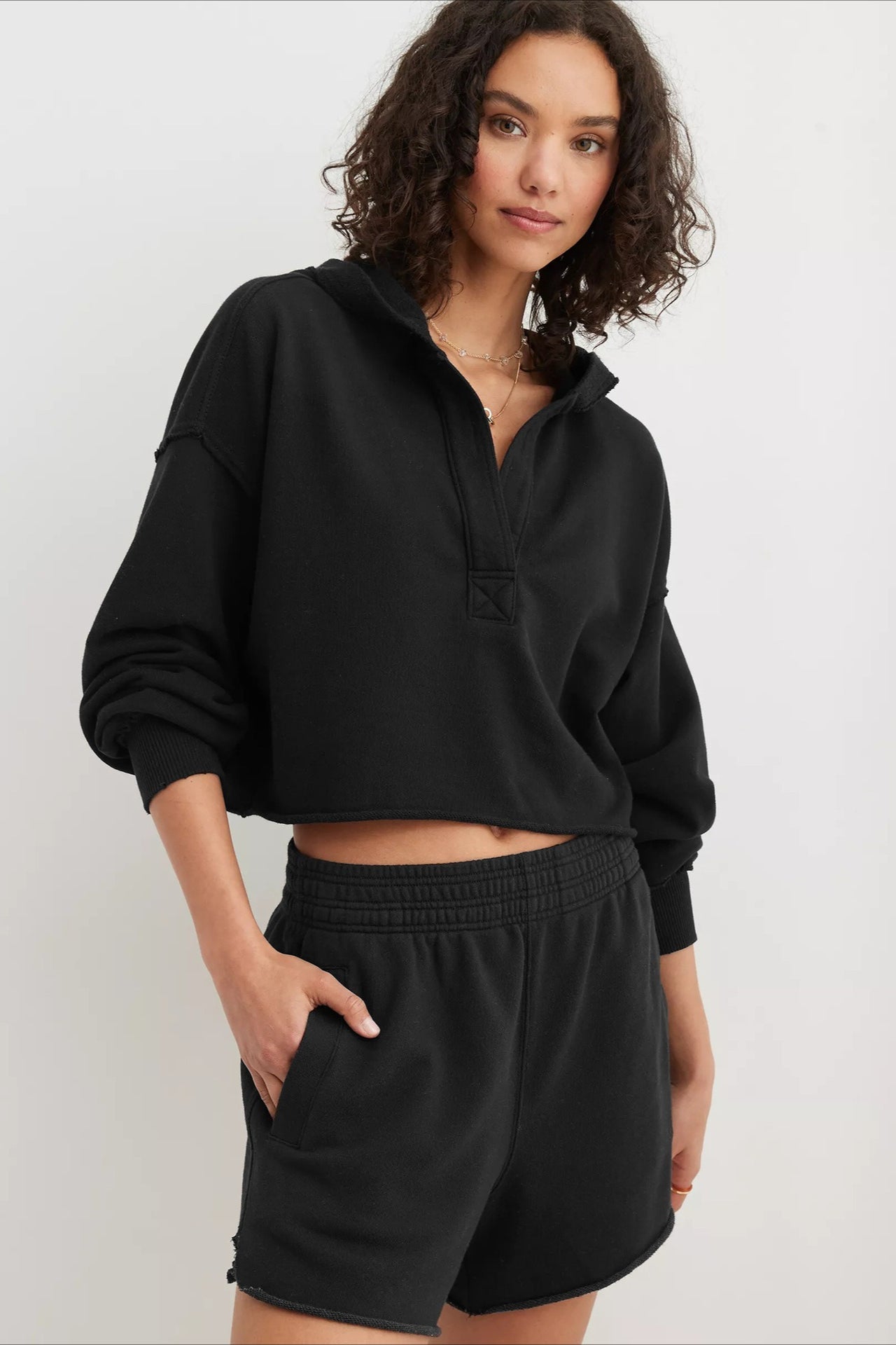Loose V-neck Fashionable Hoodie
