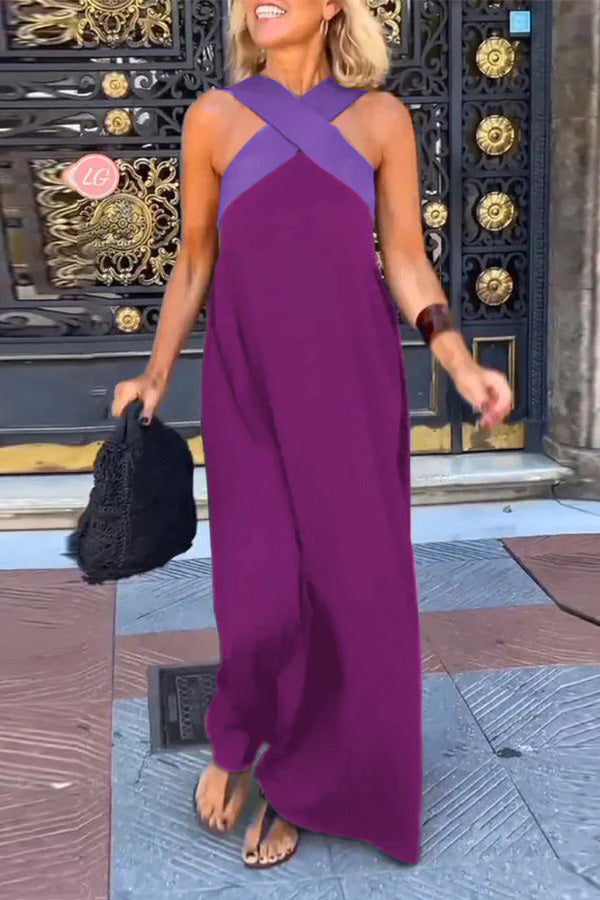 cross backless sleeveless dress