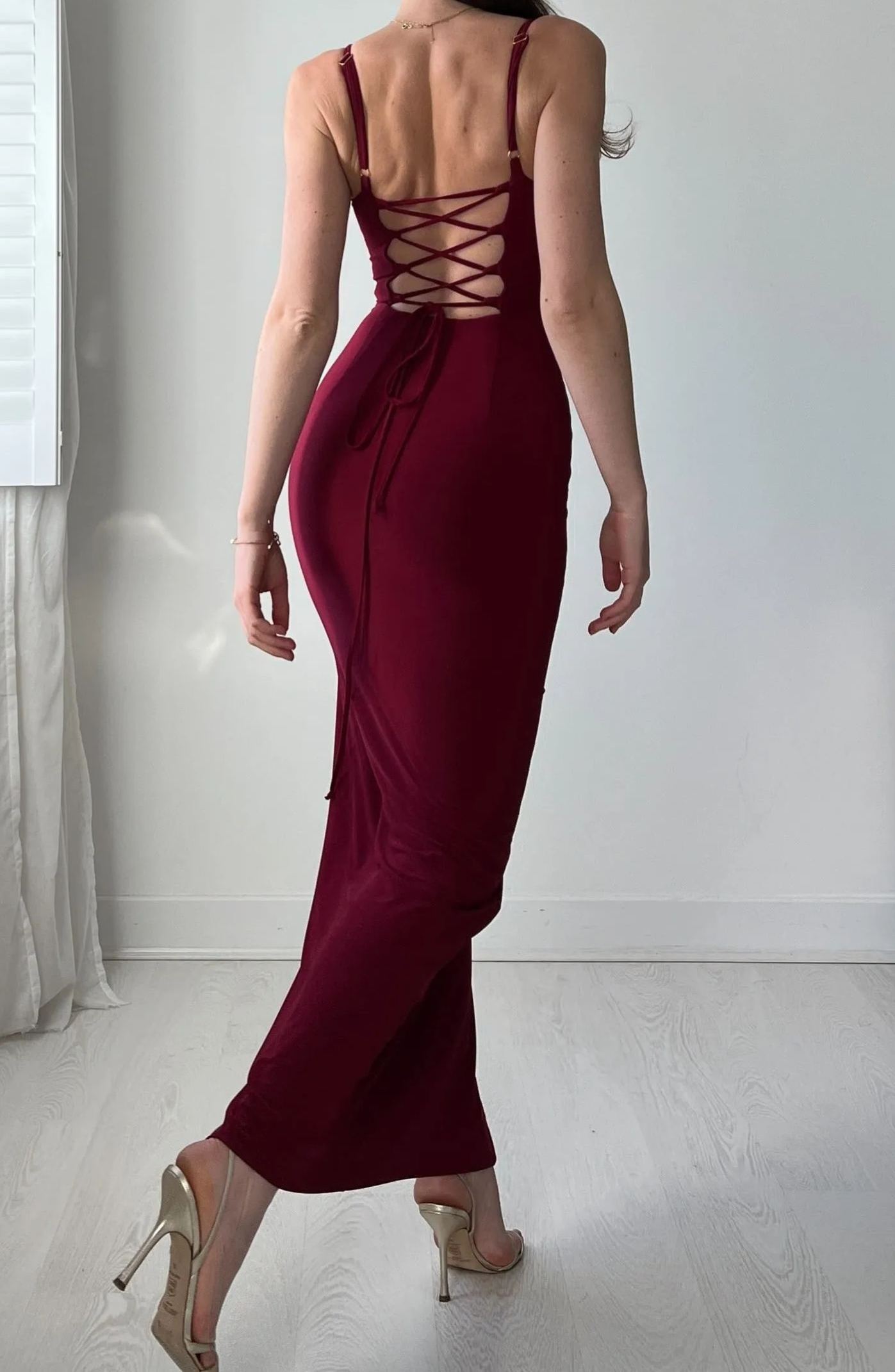 Adjustable Strap Drawstring Waist Bodycon Dress