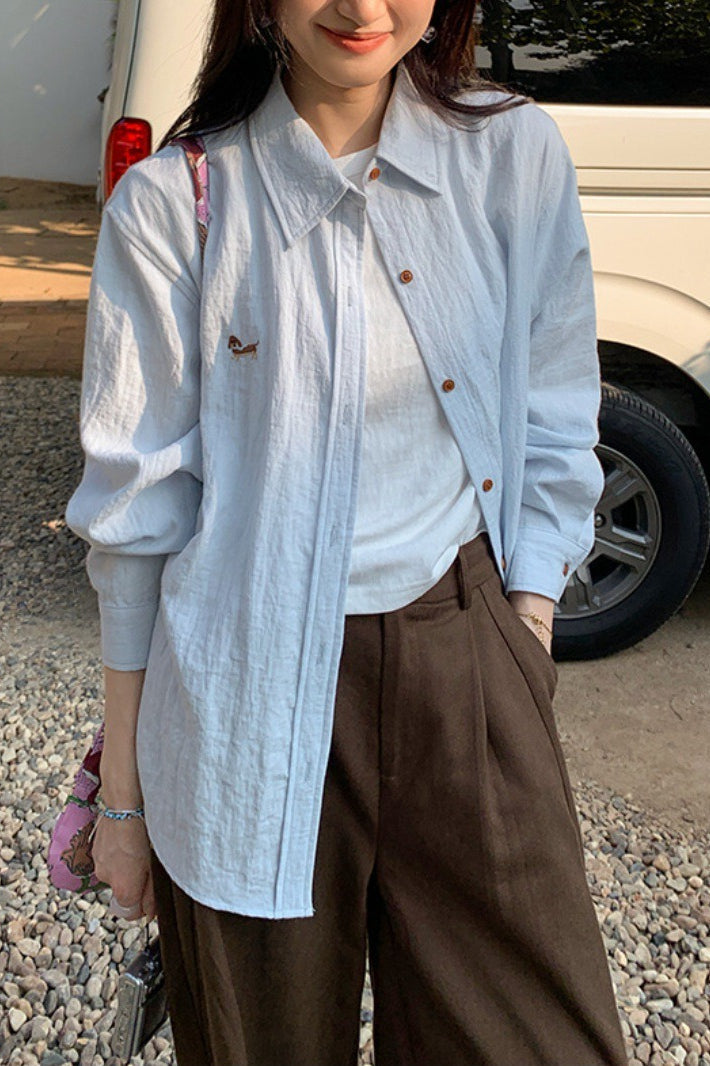 Linen Blend Embroidered Blouse
