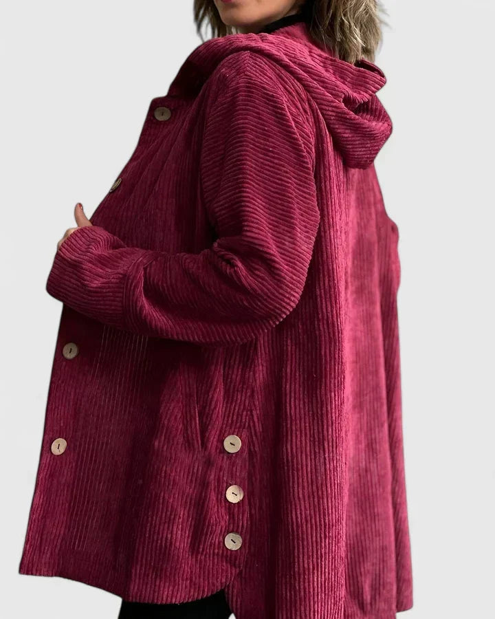 Hooded Corduroy Button Front Pocket Jacket 4