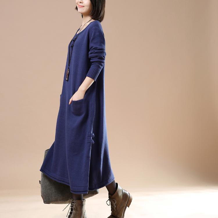 Navy winter maxi dresses knit sweaters long