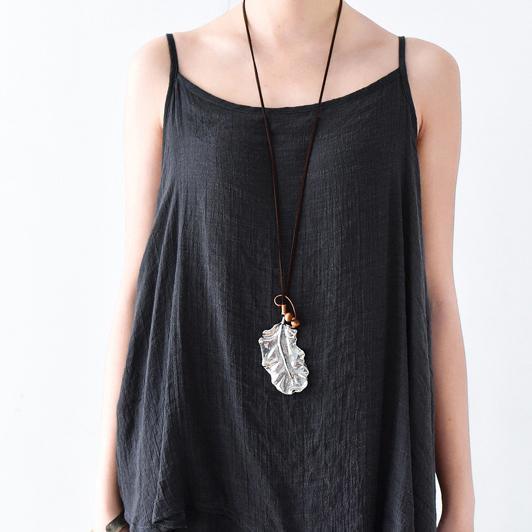 Fall Black Cotton Dresses Flowy Cardigan With Asymmetrical Layered Dress Inside Two Pieces