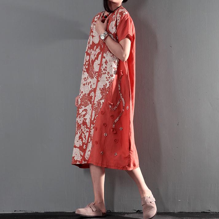 joyful summer floral linen maxi dresses plus size summer dresses casual linen clothing orange
