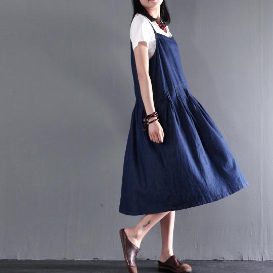 summer denim dress long denim scraped maxi dress plus size sundresses