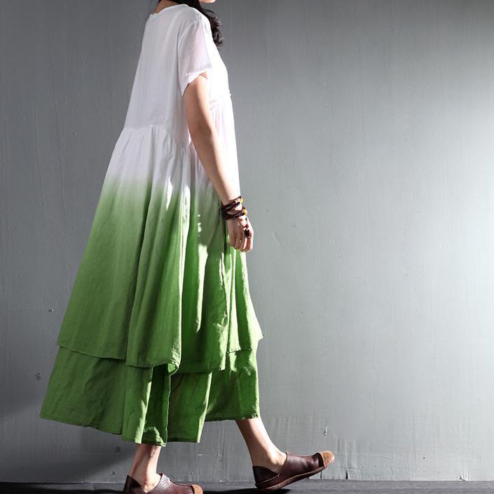 sundress long linen maxi dress gradient green causal summer dress