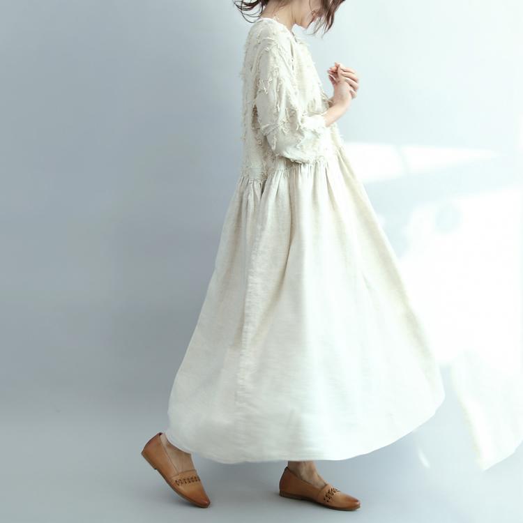 White Linen Dresses Oversize Casual Long Linen Maxi Dress Traveling Dresses
