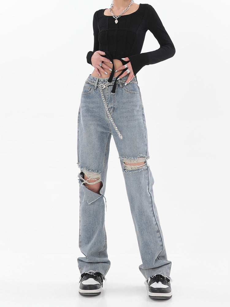 Chic Casual Y2k Ripped Jeans