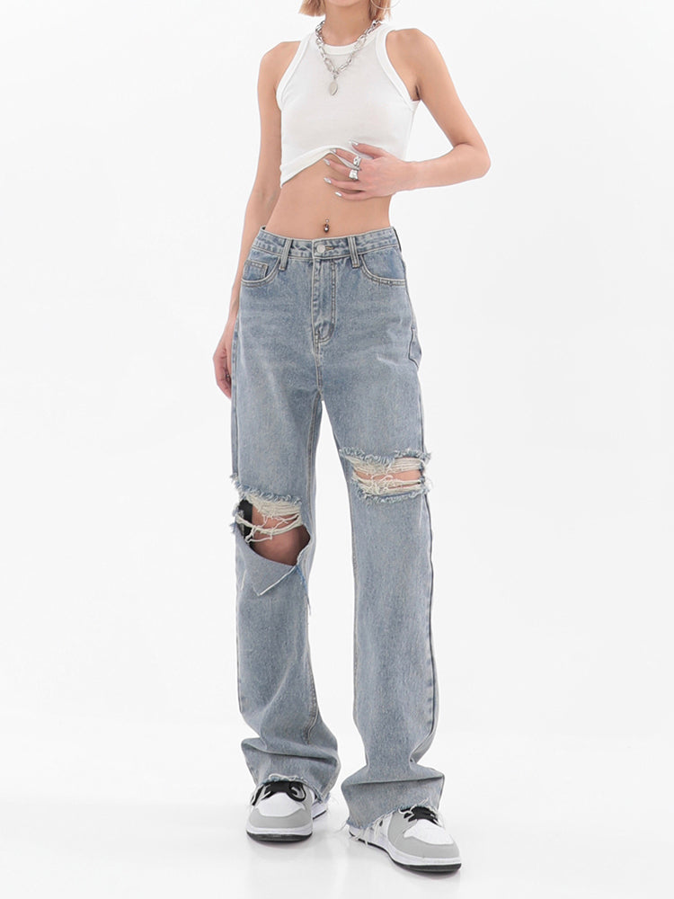 Chic Casual Y2k Ripped Jeans