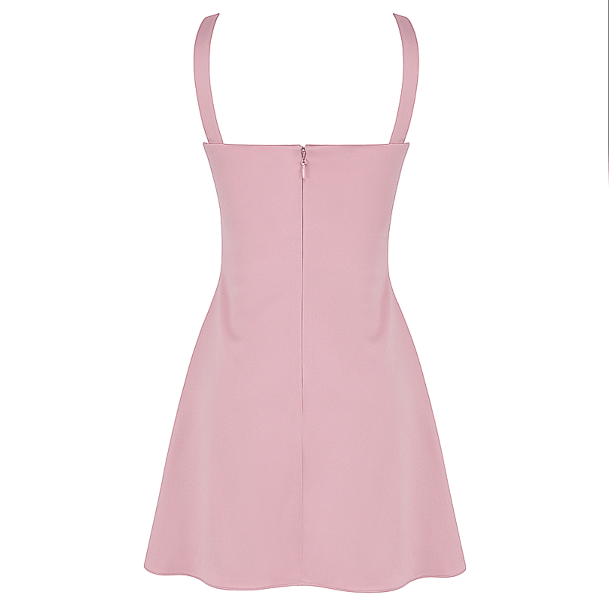 Pink Square Neck Wide Strap Satin A-Line Mini Dress