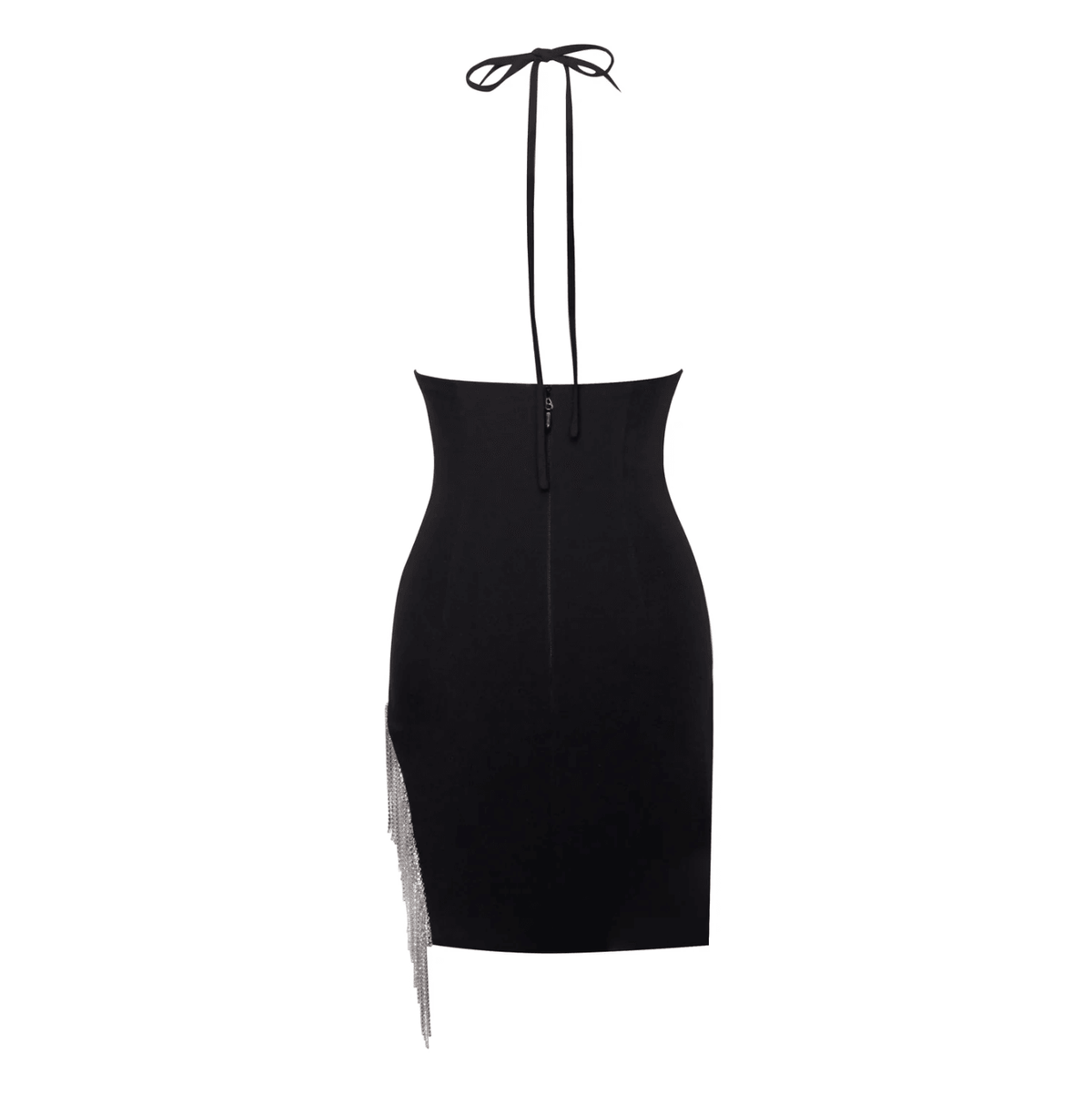 Halter Neck Crystal Fringe Bodycon Mini Dress