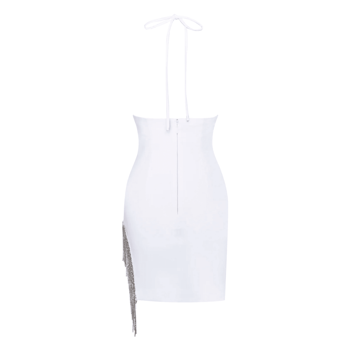 Halter Neck Crystal Fringe Bodycon Mini Dress