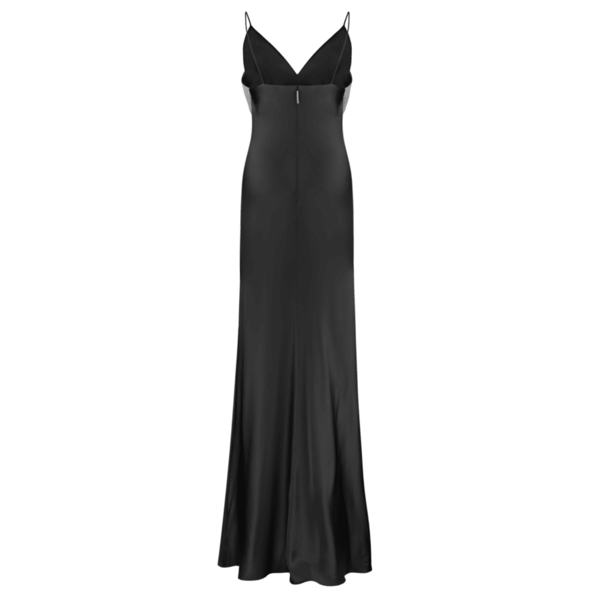 Black Rhinestone Strap Crystal Embellished V-Neck Satin Bodycon Maxi Dress