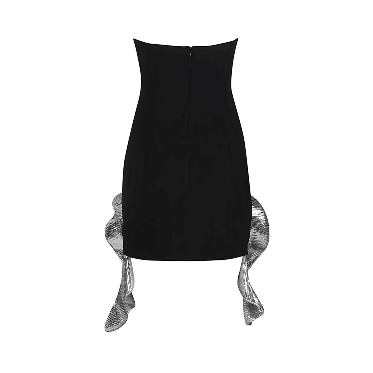 Black Strapless Sequin Ruffle Hem Bodycon Mini Dress 13