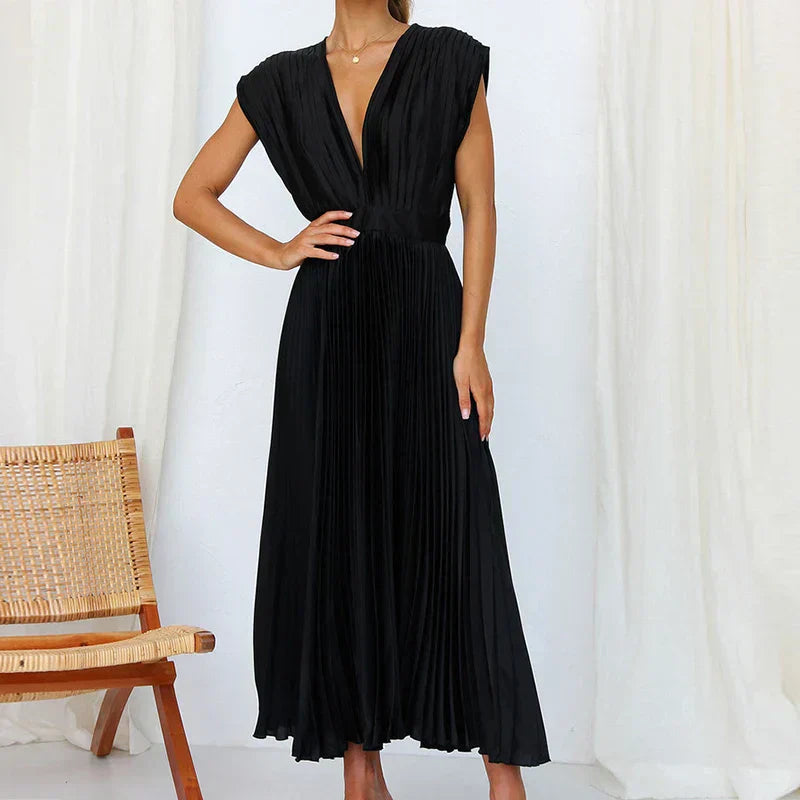 Jimena Aesthetic V Neck Maxi Dress Chic Silhouette Collection