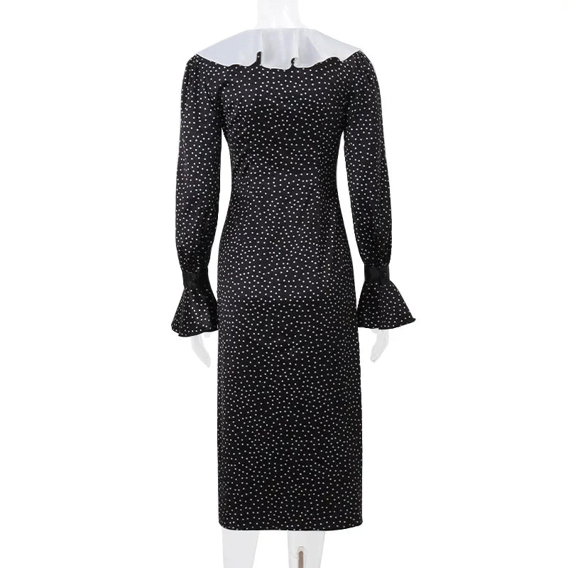 New Autumn Fashionable French Style Floral Long-sleeved Elegant Casual Vestidos Midi Dress
