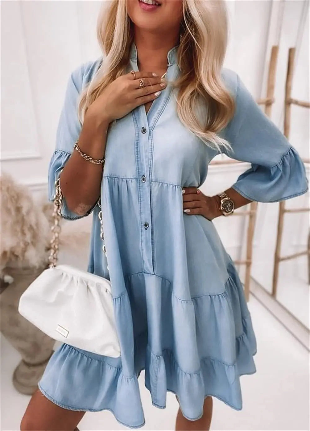 Yvonne Premium Denim Dress Evening Wear Edit
