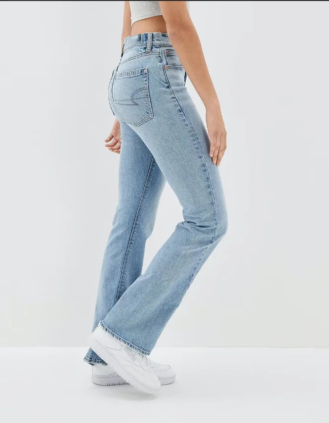 New Slit Slim Flare Women's High Waist Fashion Flared Pants Streetwear Jean