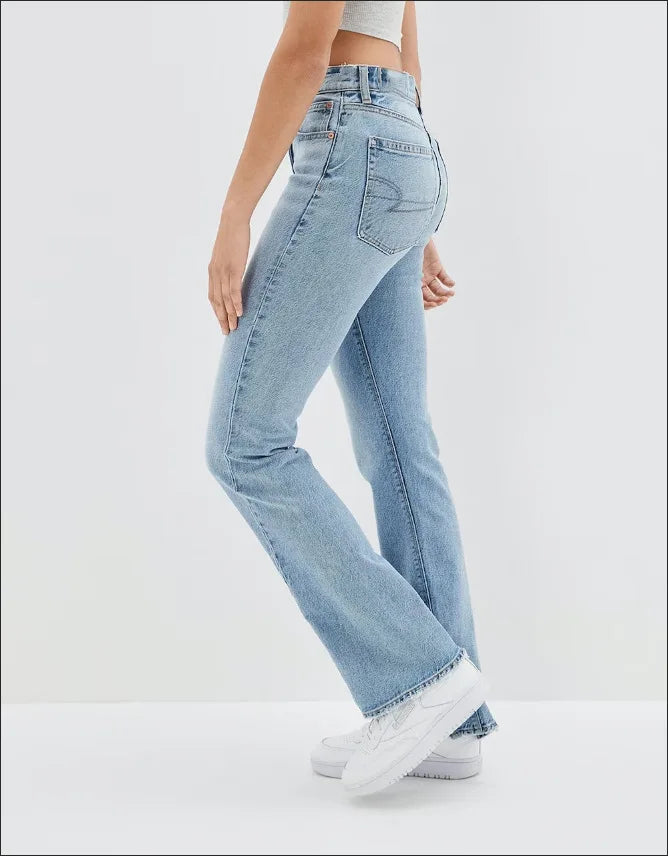 New Slit Slim Flare Women's High Waist Fashion Flared Pants Streetwear Jean