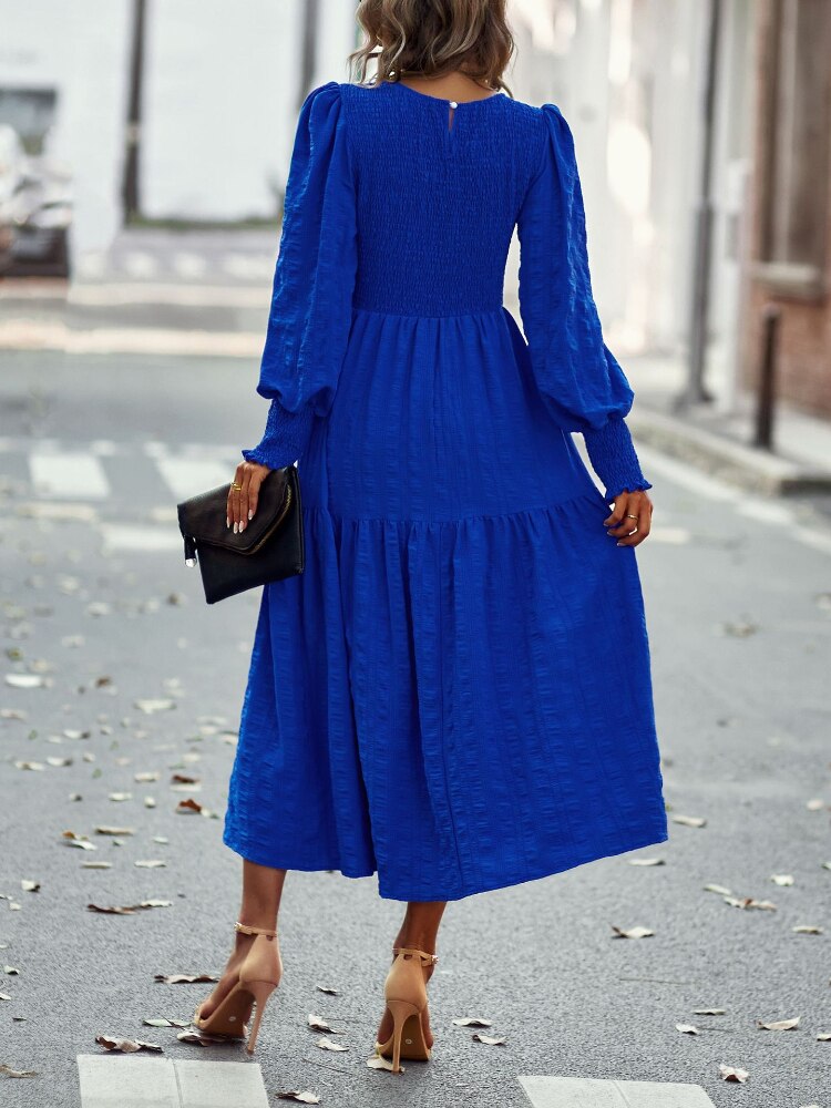 ONeck Lantern Sleeve Dress